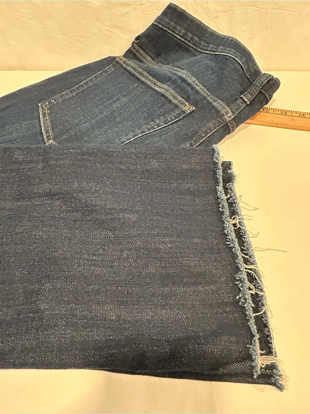 J.Crew Demi-Boot Crop Dark Indigo Raw Hem Denim Jeans Size 31